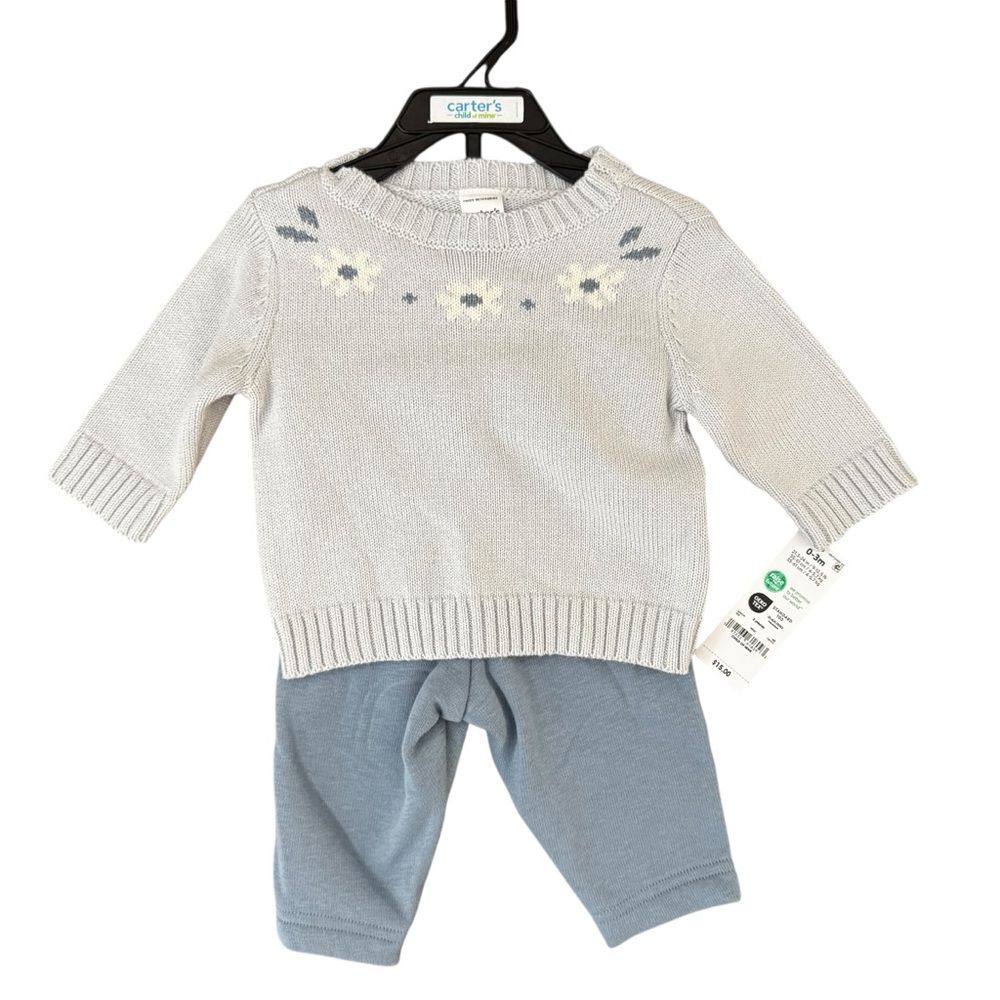 Carter's Baby Girl 2 Piece Sweater/Pants Set NWT 0-3 Months